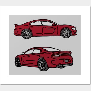 muscle car hand drawn Posters and Art